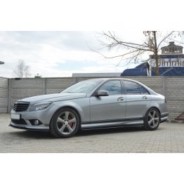 Накладки сплиттеры на пороги на Mercedes C W204 AMG-Line